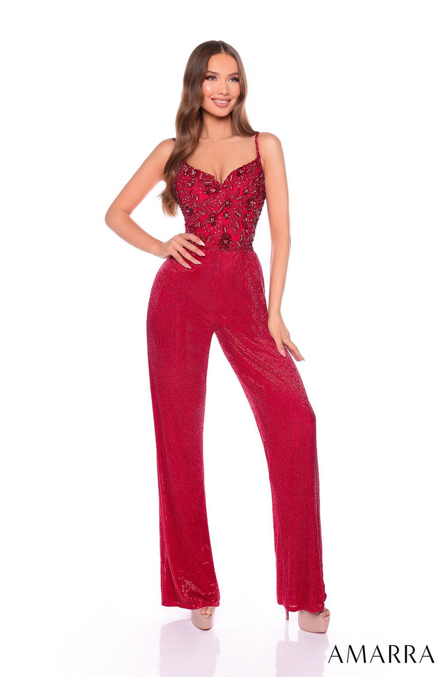 Jumpsuit Long Sequin Jumpsuit Red