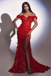 Cinderella Divine CC2164 Mermaid Fitted Long Prom Dress Red