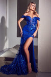 Cinderella Divine CC2164 Mermaid Fitted Long Prom Dress Royal