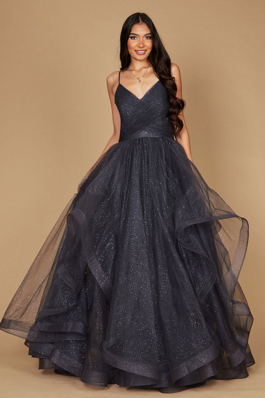 Sparkling Long Formal Ball Gown Charcoal