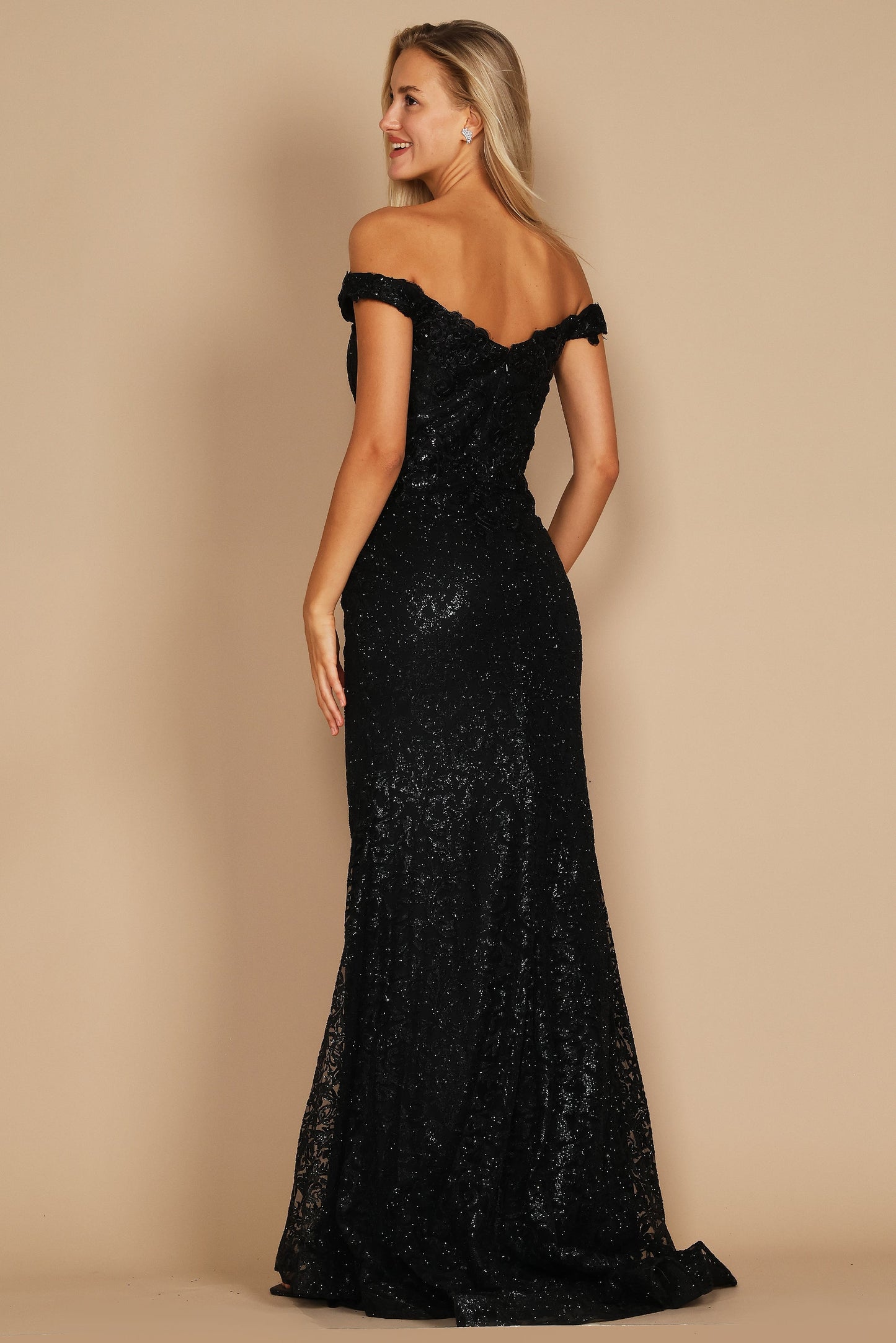 Formal Mermaid Fitted Evening Dress Black