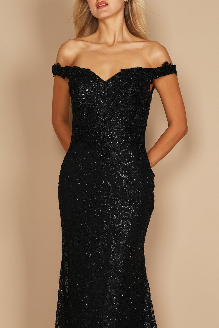 Formal Mermaid Fitted Evening Dress Black