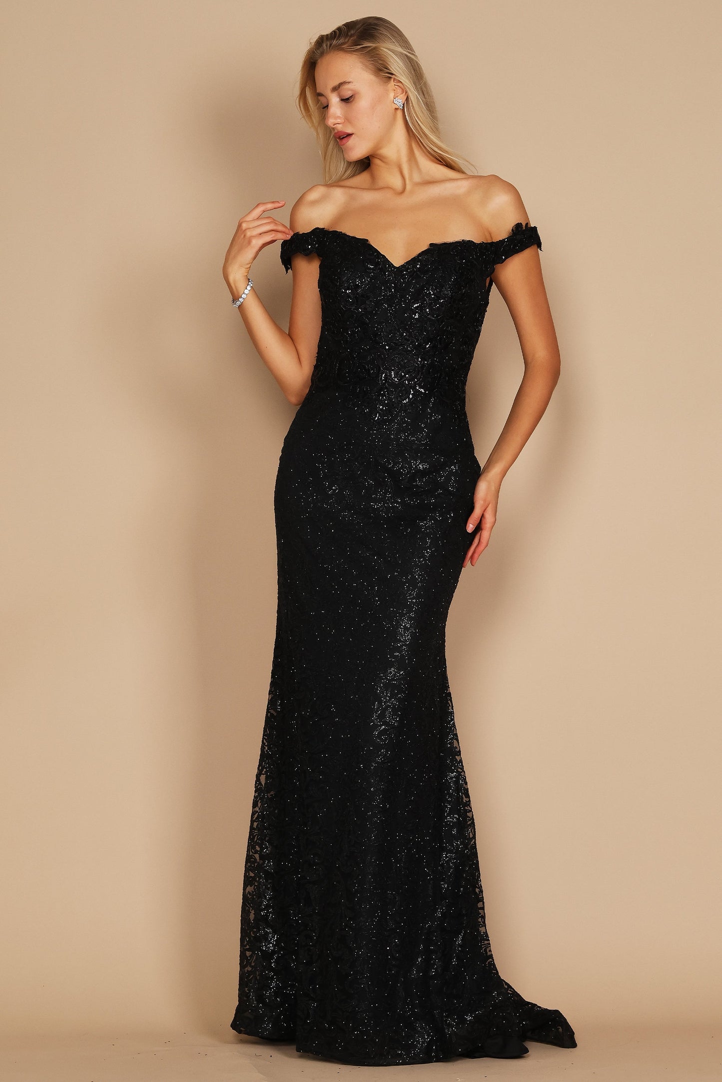 Formal Mermaid Fitted Evening Dress Black