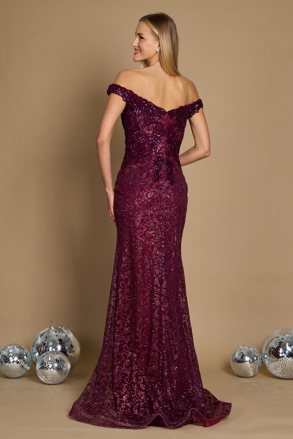 Formal Mermaid Fitted Evening Dress Eggplant