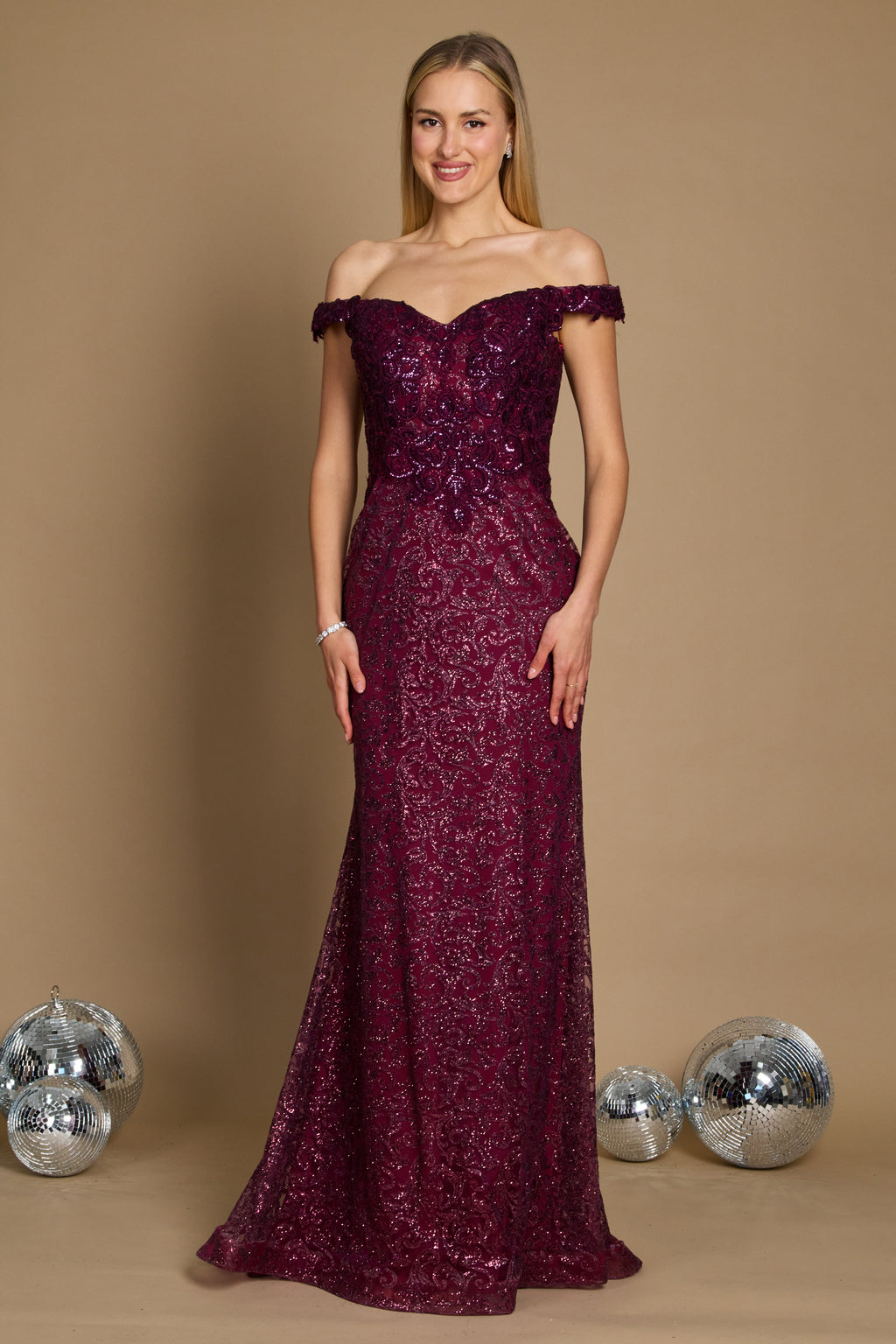 Formal Mermaid Fitted Evening Dress Eggplant