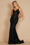 Fitted Corset Long Formal Prom Dress Black