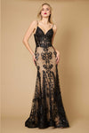 Fitted Corset Long Formal Prom Dress Black Nude