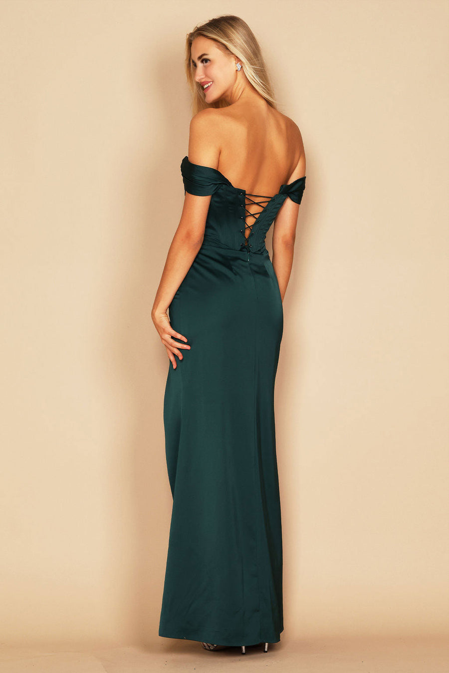 Corset Satin Formal Evening Dress Emerald