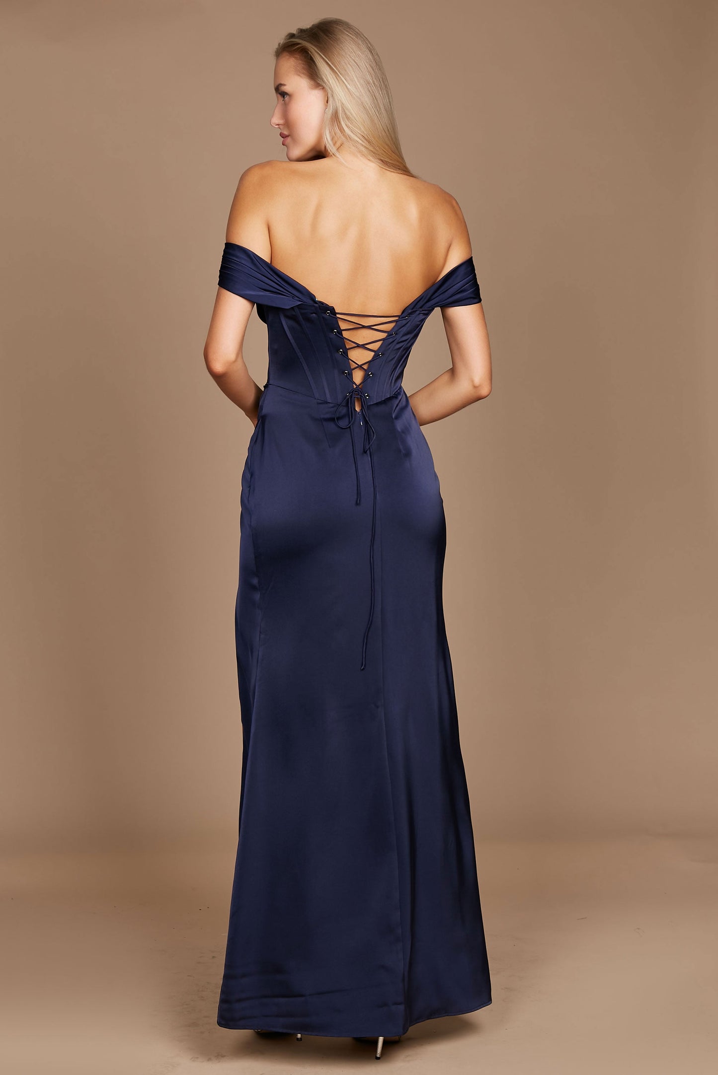 Corset Satin Formal Evening Dress Navy