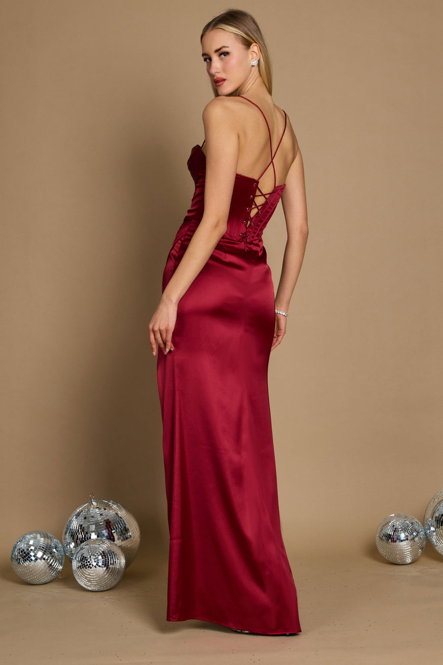 Prom Dresses Draped Corset Cowl Long Prom Dress Burgundy