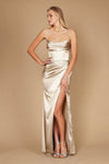 Draped Corset Cowl Long Prom Dress Champagne