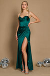 Draped Corset Cowl Long Prom Dress Emerald