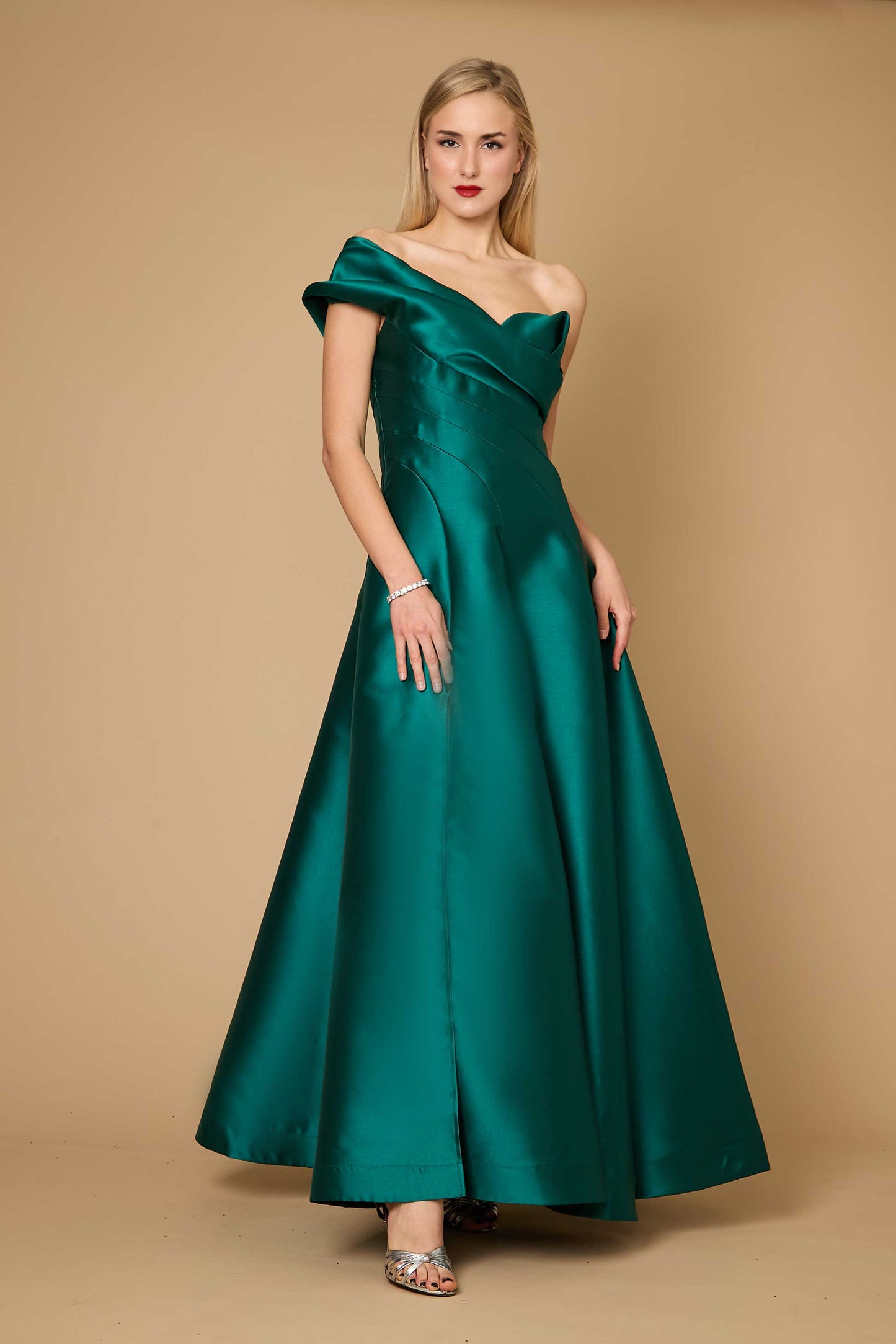 One Shoulder Long Formal Ball Gown Evening Dress Emerald Green