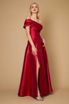 One Shoulder Long Formal Ball Gown Evening Dress Burgundy