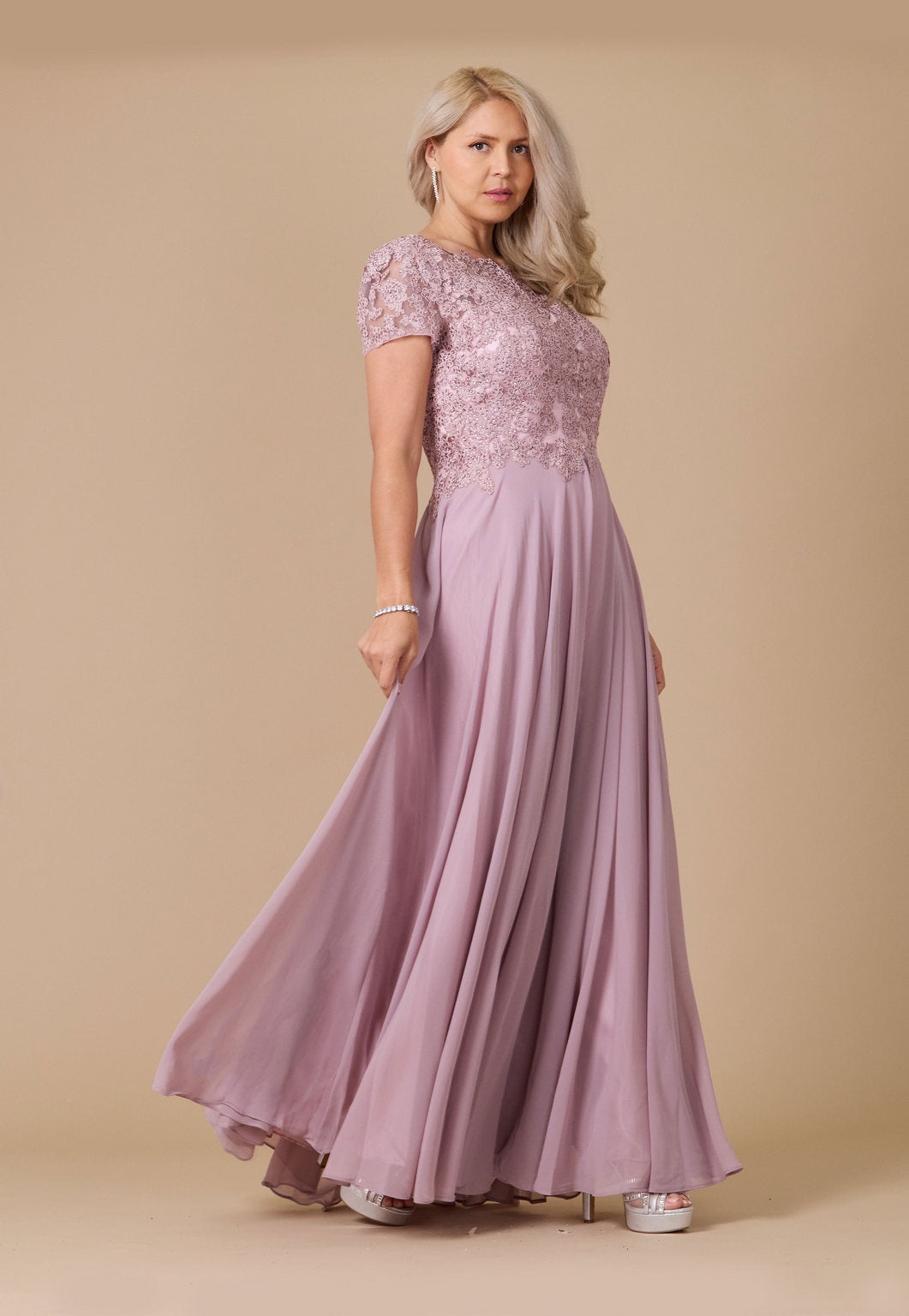 Mother of the Bride Dresses Short Sleeve Mother Of The Bride Evening Dress Mauve