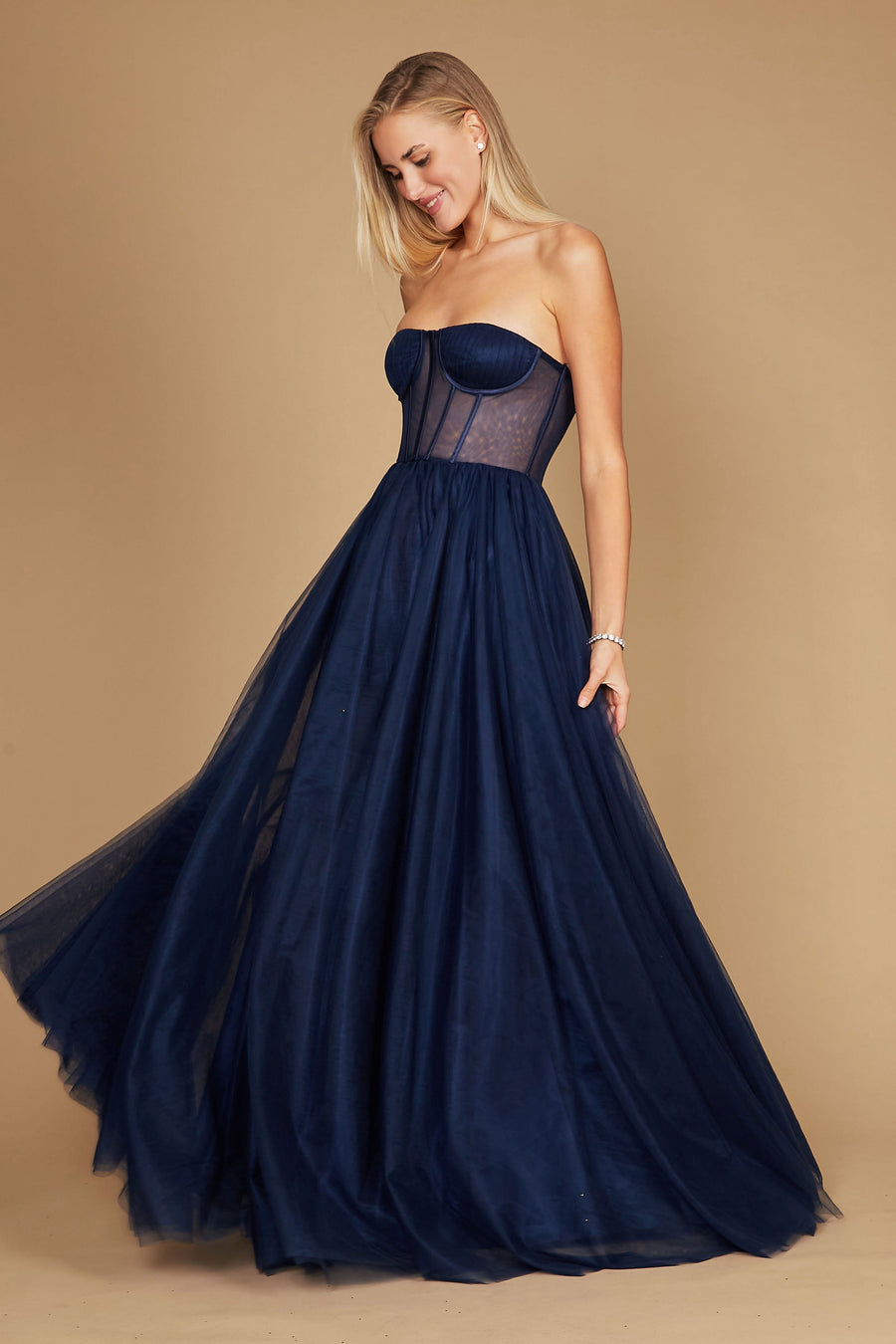 Corset Prom Party Dress Formal Ball Gown Navy