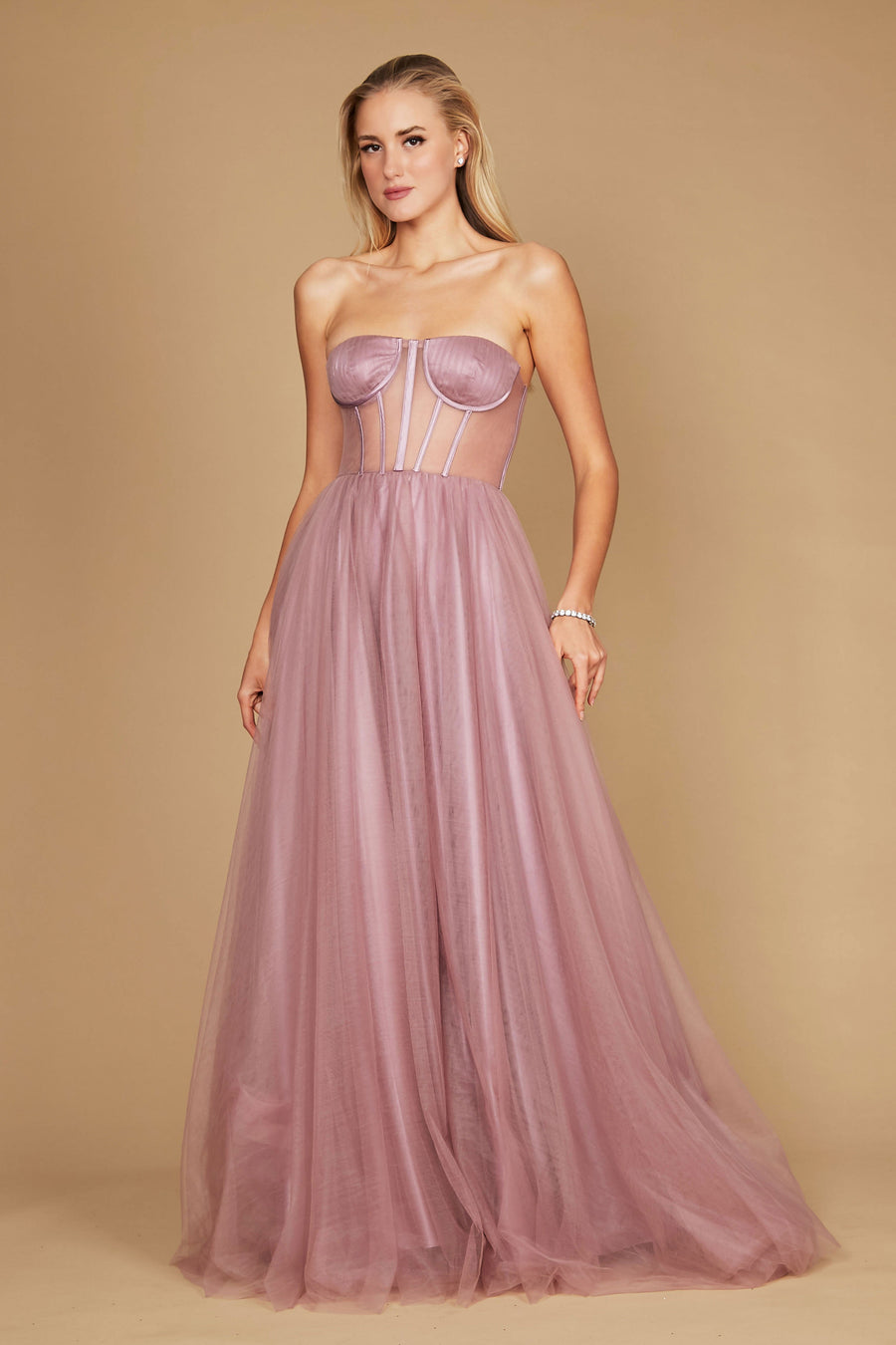 Corset Prom Party Dress Formal Ball Gown Mauve