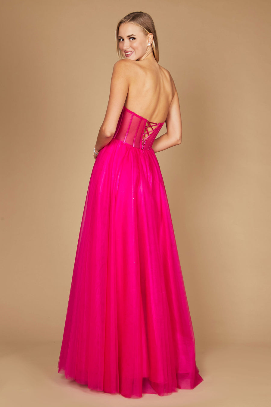 Corset Prom Party Dress Formal Ball Gown Fuchsia