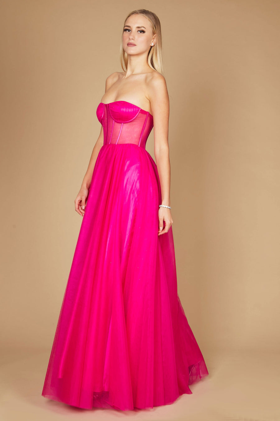 Corset Prom Party Dress Formal Ball Gown Fuchsia