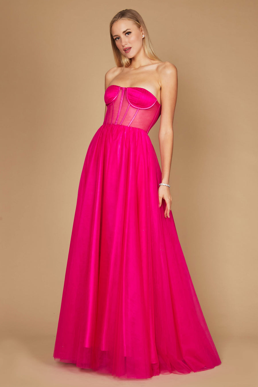 Corset Prom Party Dress Formal Ball Gown Fuchsia