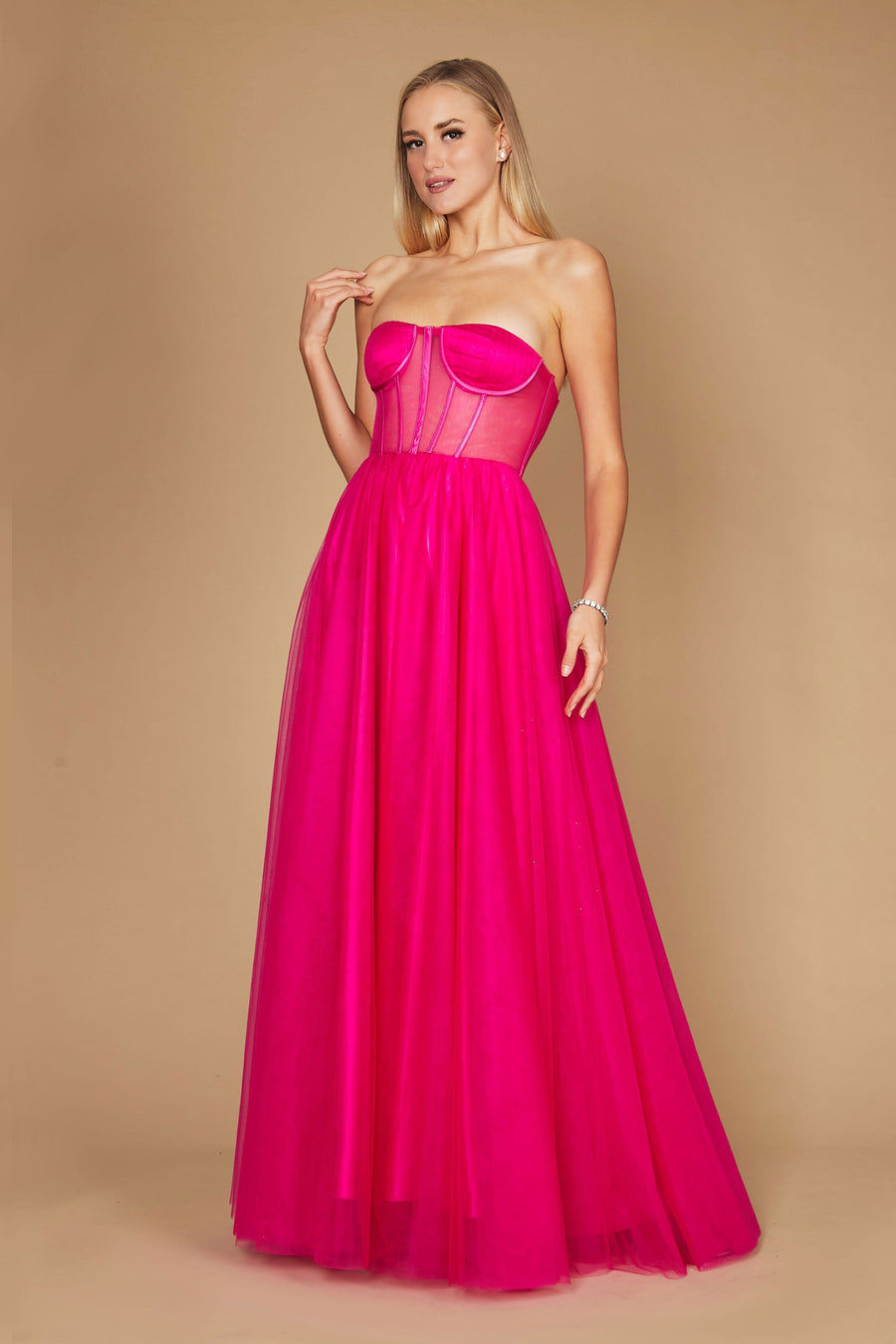 Corset Prom Party Dress Formal Ball Gown Fuchsia