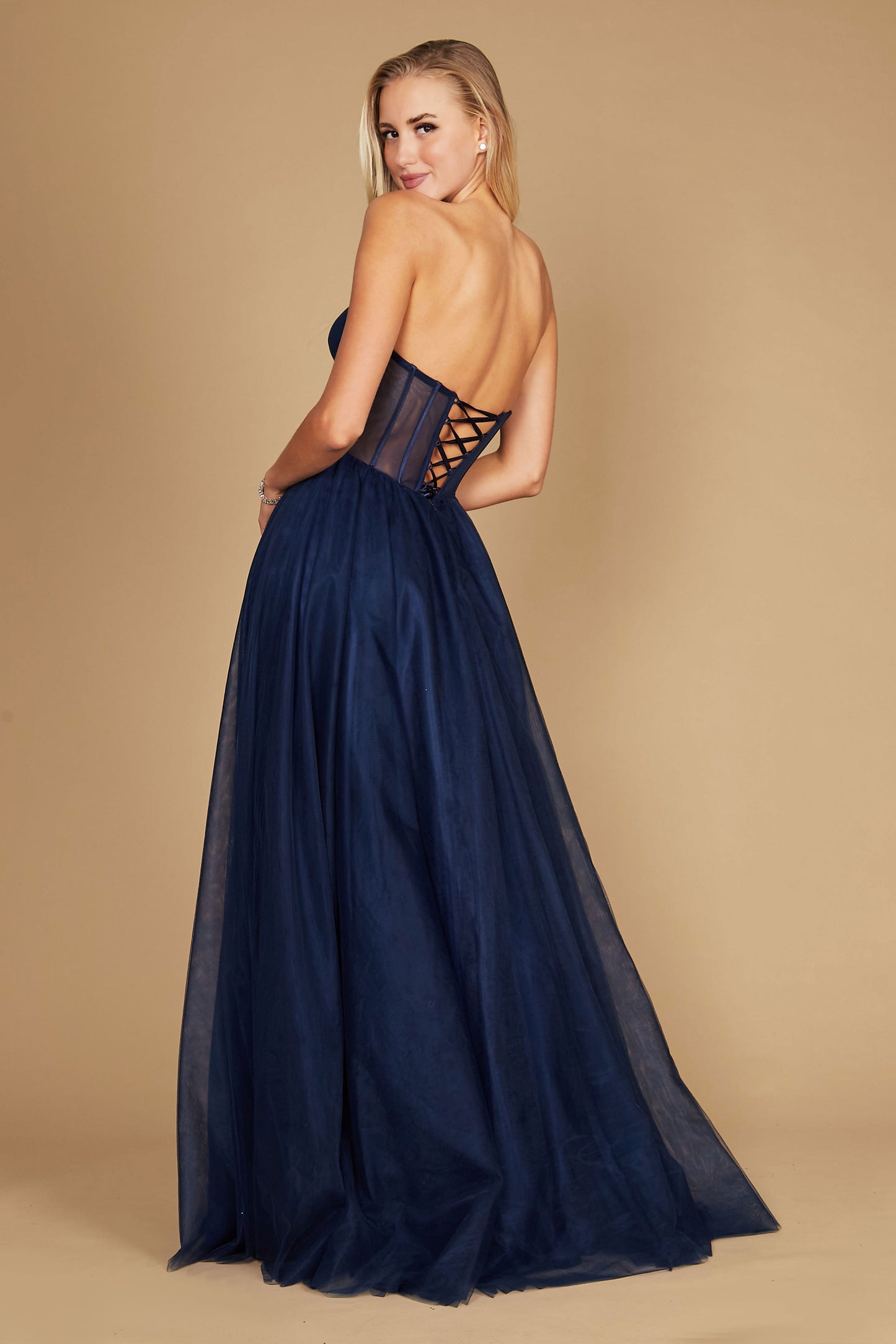 Corset Prom Party Dress Formal Ball Gown Navy