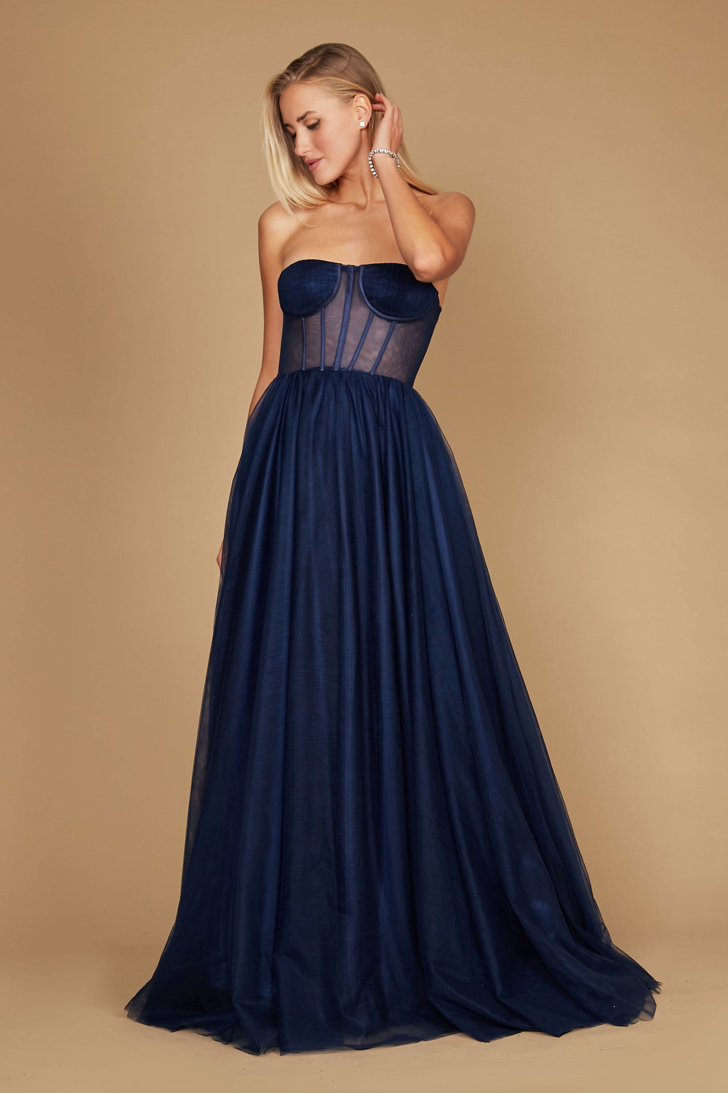 Corset Prom Party Dress Formal Ball Gown Navy