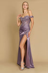 Prom Dresses Fitted Corset Off the Shoulder Formal Prom Dress Violet