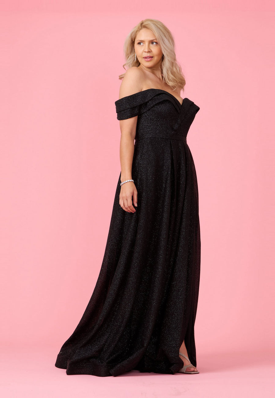 Prom Dresses Long Off Shoulder Glitter Prom Dress Black