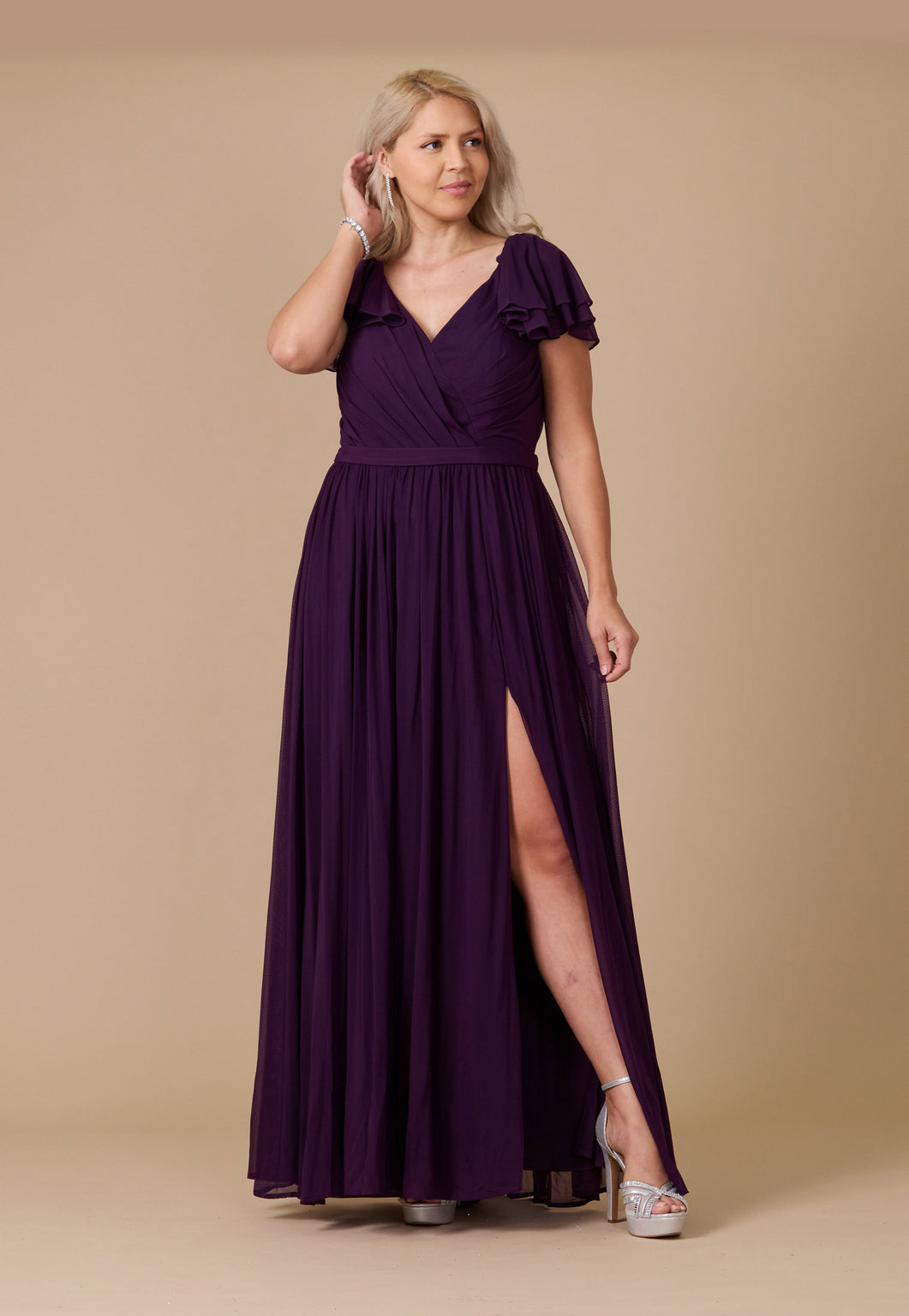 Formal Dresses Short Sleeve Formal Mother of the Bride Dress Plum