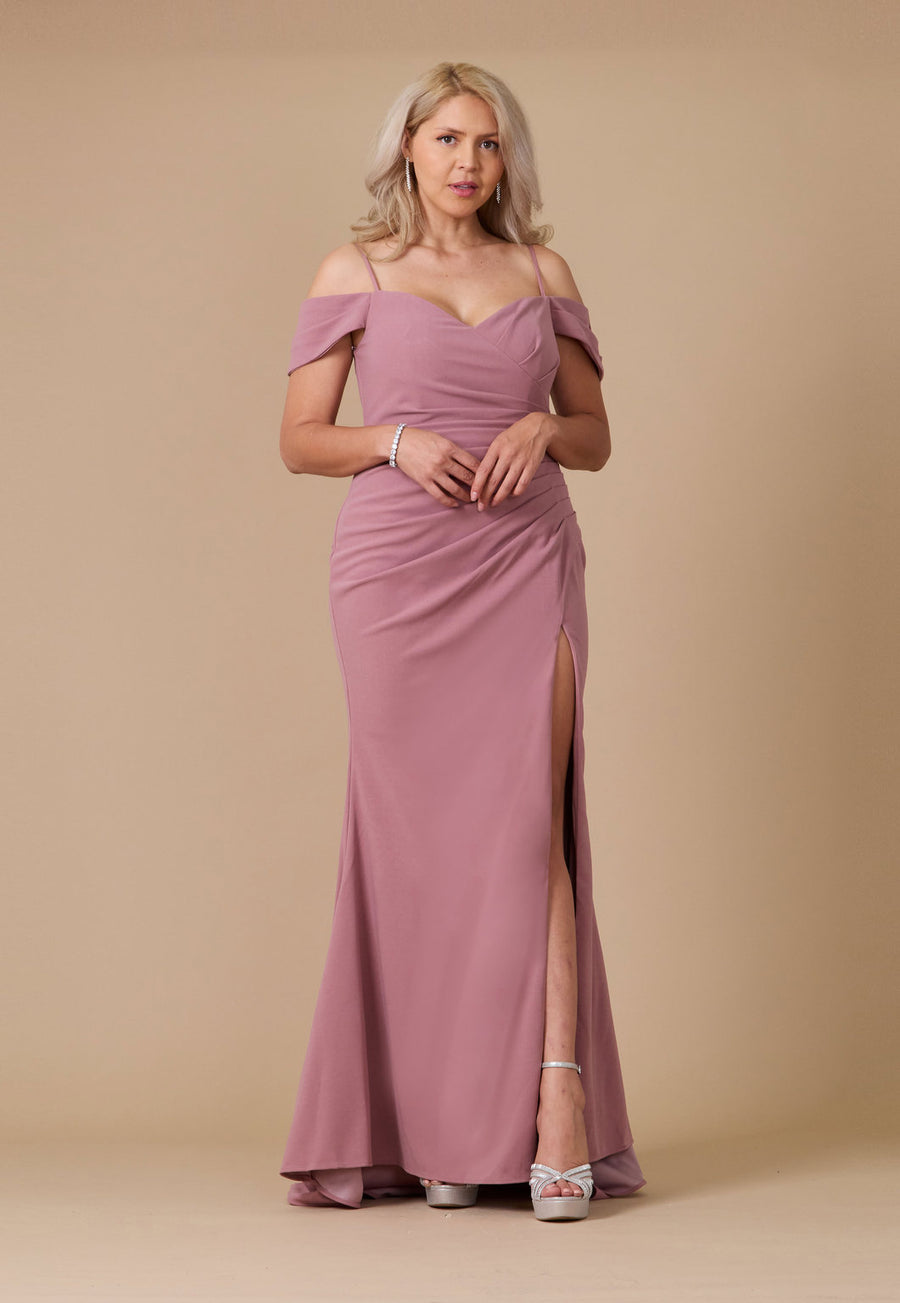 Formal Dresses Long Formal Off The Shoulder Wrap Evening Dress Mauve