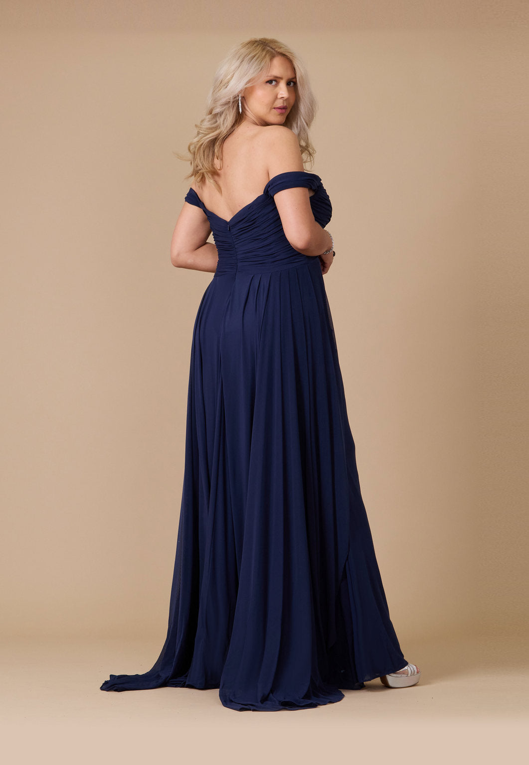 Formal Dresses Off Shoulder Long Formal Evening Dress Navy