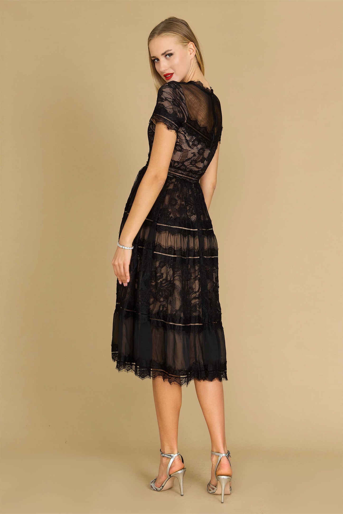 Cocktail Dresses Midi Lace Formal Black Cocktail Dress  Black