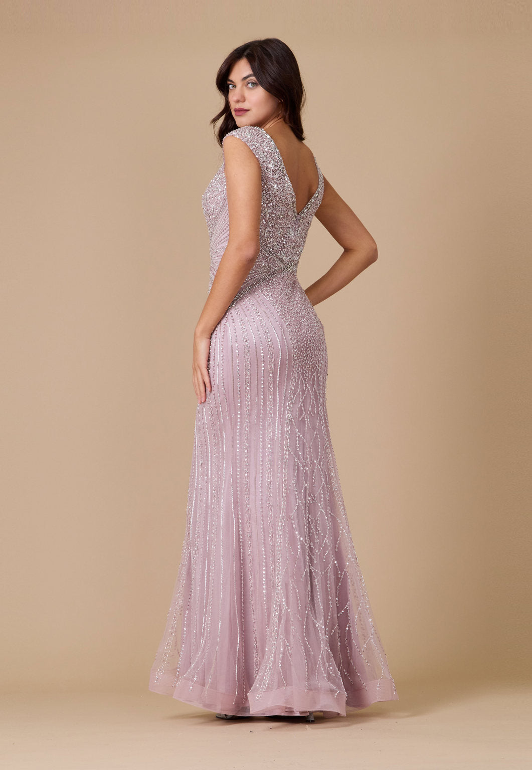 Formal Dresses Long Hand Beaded Couture Formal Evening Dress Mauve