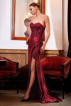 Long Sexy Fitted Gown Burgundy