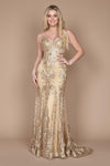 Fitted Corset Long Formal Prom Dress Gold