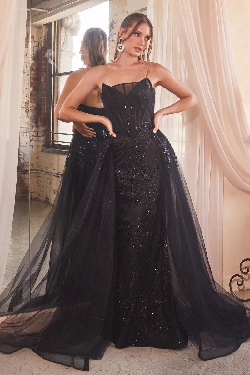 Formal Dresses Long Formal Glitter Overskirt Gown Black