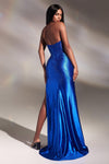   Cinderella Divine CDS419 Strapless Fitted Long Evening Gown Royal