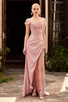 A Line Off Shoulder Sexy Long Prom Dress Blush