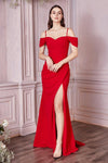 Fitted Long Off Shoulder Prom Dress Red