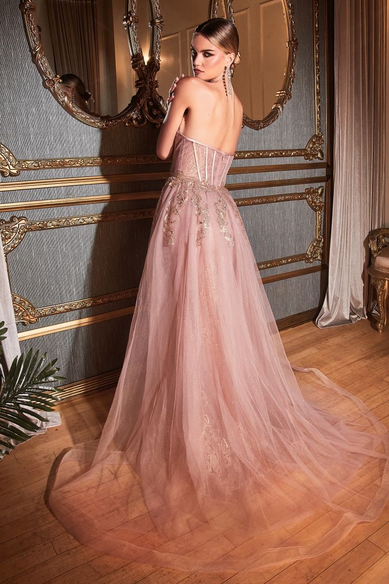 Formal Dresses Long Formal Glitter Overskirt Gown Rose Gold