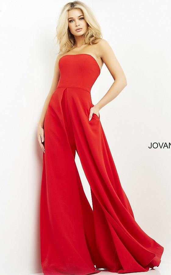 Jovani Long Strapless Jumpsuit 03529 - The Dress Outlet