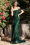 One Shoulder Long Mermaid Prom Dress Emerald