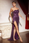 Strapless Sexy Sequins Long Prom Dress Amethyst